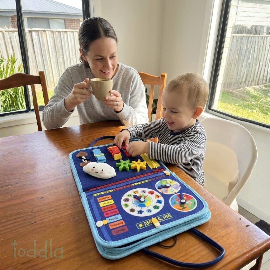 Montessori busy board for independent play